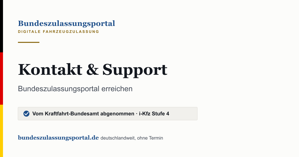 Textgrafik des Bundeszulassungsportals: „Kontakt & Support“.